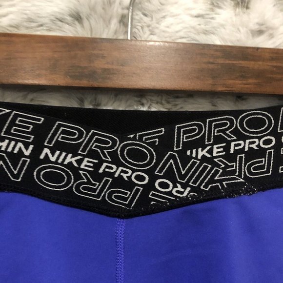 Nike Pro Crossover Waistband Shorts Womens Sz Small Blue Stretch Activewear - Picture 5 of 11